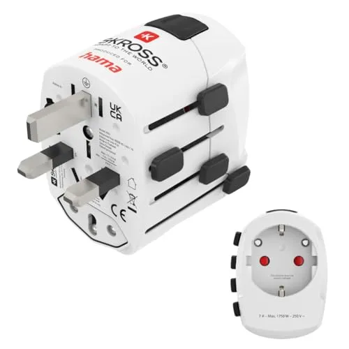 Hama Reiseadapter weltweit - Universal Adapter für über 150 Länder, sicher und kompakt für alle Steckdosen weltweit