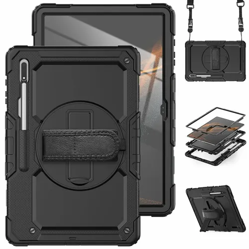 Samsung Galaxy Tab S10/S9/S8 Ultra 360 Grad Hülle - Taschen & Hüllen: Robuste 360 Grad Tablet Tasche mit integriertem Stand und Pencil Holder, wasserfest und schocksicher für optimalen Schutz und Flexibilität.