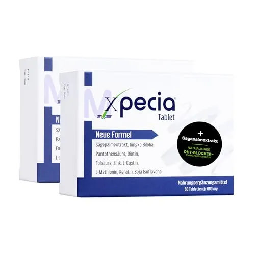 Xpecia DHT Blocker mit Biotin und Sägepalmextrakt - Gegen Haarausfall Männer - Ginko Wurzel, Haar Vitamine, Sägepalme - Haarwachstum beschleunigen - Nachbehandlung Haartransplantationen