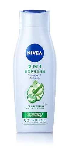 NIVEA 2in1 Express Shampoo & Spülung (400 ml), intensive Haarpflege mit Aloe Vera und Glanz Serum, Haarshampoo & Spülung für schnelle, unkomplizierte Pflege
