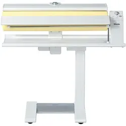 Mangel Miele B 990 - Professioneller Bügelkomfort - Bügeleisen mit 830 mm breiter Walze für zeitsparendes, müheloses Bügeln im Sitzen. Ausgestattet mit Fingerschutzautomatik und klappbarem Design für einfachen Transport.