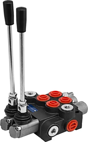 VEVOR 2 Spool Hydraulikventil Handhebelventil 11GPM - Robustes hydraulisches Steuergerät mit langlebiger Gusseisenkonstruktion. Ideal für kleine Traktoren und Lademaschinen, bietet eine maximale Leistung von 3600 PSI und vielseitige Steuerungsmöglichkeiten.