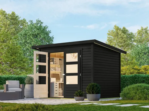 Gartenhaus KARIBU "»Stockach 3« schwarz, aus Fichte", schwarz, ohne Fußboden, Gartenhäuser, aus Fichtenholz, lakiert