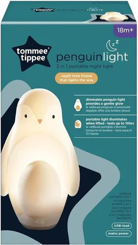 Tommee Tippee Penguin 2 in 1 Nachtlicht - Kinderlampen mit beruhigendem Nachtlicht und Spielzeugfunktion, ideal für ein sicheres Einschlafen und die sensorische Entwicklung Ihres Kindes.