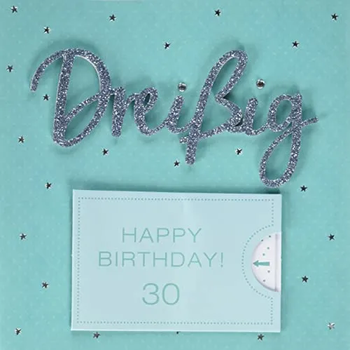 Perleberg Geburtstagskarte zum 30. Geburtstag Lettering Surprise - Dreißig - 15 x 15 cm, 7783002-2