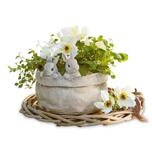 Loberon Übertopf Mouriel, Häschen-Figuren für Ostern - Saisonale Deko mit reizenden Häschen-Figuren, ideal als Blumentopf oder Wohn-Accessoire. Langlebig und nachhaltig aus Polyresin gefertigt.