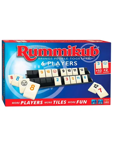Rummikub Original für 6 Spieler – Familienspaß für alle Altersgruppen - Gesellschaftsspiel für 6 Spieler mit 52 zusätzlichen Chips und 2 Jokern – ideal für ein generationenübergreifendes Spielerlebnis!