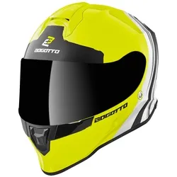 Bogotto V151 Wild-Ride Helm XL, schwarz-weiss-gelb - Motorradhelm mit thermoplastischer Schale, kratzfestem Visier und Pinlock-Vorbereitung für optimale Sicherheit und Komfort auf jeder Fahrt.