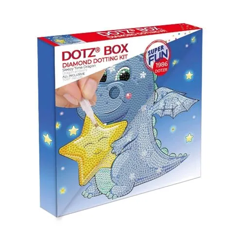 DIAMOND DOTZ BOX 2592834 Original 5D Diamond Painting Box Set, Gute Nacht Drache, DIY Diamant-Malerei-Kit mit Motivbox und Glitzersteinen für Kinder ab 6 Jahren, Beginner