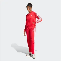 adidas Damen Essentials 3-Stripes Tracksuit Pure Ruby/White, XS - Trainingsbekleidung mit regulärem Schnitt und recyceltem Polyester, ideal für Komfort und Stil beim Sport.