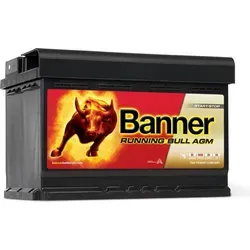 Banner 70Ah Autobatterie RUNNING BULL 12V 720A/EN - Batterien: Banner Running Bull 12V 70Ah AGM Autobatterie mit höchster Startleistung, auslaufsicher und ideal für PKWs, auch für Start-Stop-Systeme geeignet.