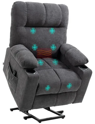 HOMCOM Sessel mit Aufstehhilfe - Komfort und Unterstützung - Sessel mit Aufstehhilfe aus Polyester und Metall, ideal für entspannte Momente und erleichtert das Aufstehen. Perfekt für jedes Wohnzimmer.