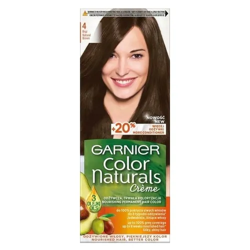 Garnier Color Naturals Creme Haarfarbe 4 Natural Brown - Permanente Haarfarbe für Damen, ideal zum Kaschieren grauer Haare und für langanhaltenden, strahlenden Glanz. Pflegt das Haar und sorgt für eine intensive Farbwirkung.