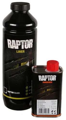 UPOL RAPTOR Transportflächen Beschichtung schwarz 948ml inkl. Härter - Mehrschichtlacke für ein seidenmattes Oberflächenfinish, ideal für robuste Lackierungen und Ausbesserungen, 2K Urethan-System für langlebigen Schutz.