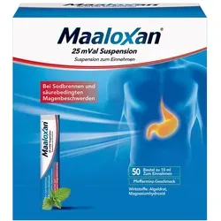 Maaloxan 25 mVal 50X10 ml - rezeptfreie Suspension, 500 ml für schnelle Linderung bei Verdauungsstörungen und Übelkeit