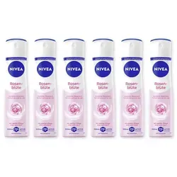 Nivea Deo-Spray Rosenblüte 6 x 150ml - Das NIVEA Rosenblüte Deo-Spray bietet langanhaltenden Schutz und einen eleganten Rosenduft. Genießen Sie frische Momente und sanfte Pflege für Ihre Haut – ideal für den täglichen Gebrauch.