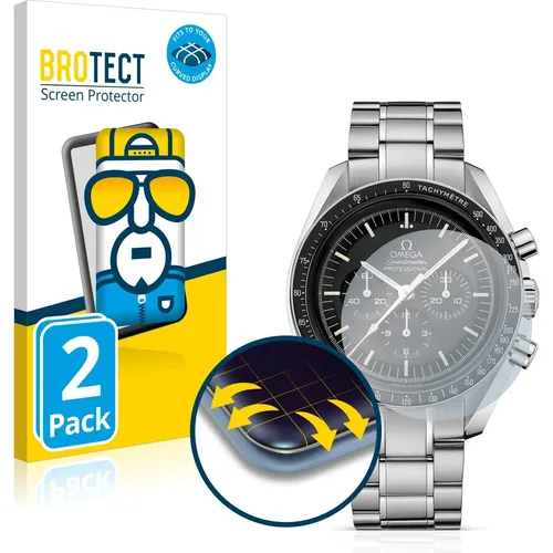 BROTECT 2 Stück Full-Cover Schutzfolie für Omega Speedmaster Moonwatch Professional (42 mm) Full-Screen Displayschutz-Folie Kristall-Klar