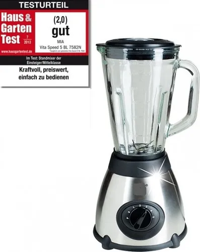 VitaSpeed Edelstahl Standmixer Smoothie Maker - Mixer mit 500 Watt und 1,5 L Glaskrug, ideal für Smoothies, Shakes und Eis - leistungsstark mit 19.000 U/min für schnelle Ergebnisse und einfache Reinigung.