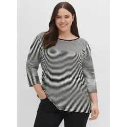 Sheego T-Shirt Ringelshirt schwarz 48/50