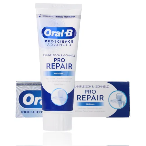 Oral-B Zahnpasta Pro-Science Advanced Zahnfleisch & -schmelz Pro-Repair Original 75ml, (Original Zahncreme, 1-St) Reduziert Zahnfleischbluten & unterstützt den Zahnschmelz-Aufbau