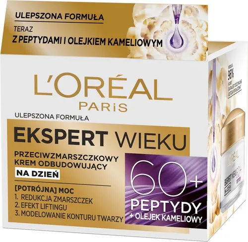 L'Oreal Expert Age 60+ Restorative Tagescreme 50ml - Tagescreme für reife Haut ab 60, mit dreifacher Anti-Falten-Kraft: reduziert Falten, konturiert das Gesicht und nährt intensiv für ein elastisches Hautbild.
