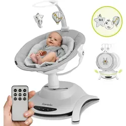 LIONELO Bella Elektrische Babywippe 360° - Babywippe für Babys bis 9 kg mit verstellbarer Rückenlehne, 5 Schaukelgeschwindigkeiten und automatischer Bewegungserkennung für maximalen Komfort und Sicherheit.
