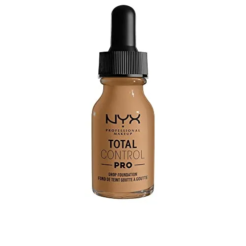 NYX Professional Makeup Total Control Pro Drop Foundation, Flüssiges Make up, Individuelle und aufbaubare Deckkraft, Vegane Formel, True-to-Skin Finish, 13 ml, Farbton: Golden
