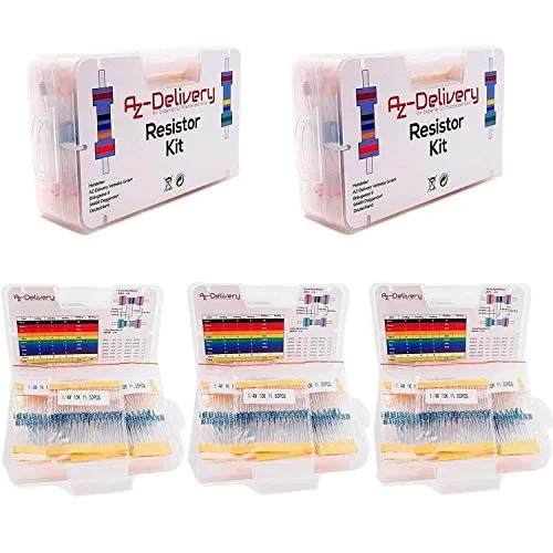 AZDelivery 5 x Widerstände Resistor Kit 525 Stück - Einzelwiderstände: Hochwertige Metallwiderstände mit 1% Toleranz, inklusive E-Book für einfache Projektstarts und umfassende Anleitungen.