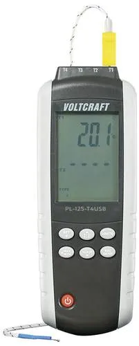 VOLTCRAFT PL-125-T4 Temperatur-Messgerät -200 - +1372°C - Raumthermometer mit robustem Weichgummischutz und großem beleuchtetem Display. Ideal für Langzeitüberwachung dank Echtzeit-Uhr und MIN/MAX/AVG-Werten mit Zeitstempel.