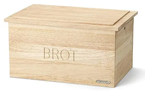 Continenta Brotkasten aus Gummibaumholz - Brotkasten aus Gummibaumholz mit Deckel, der auch als Brotschneidebrett genutzt werden kann. Für langanhaltende Frische durch optimale Belüftung und einfach zu pflegen.