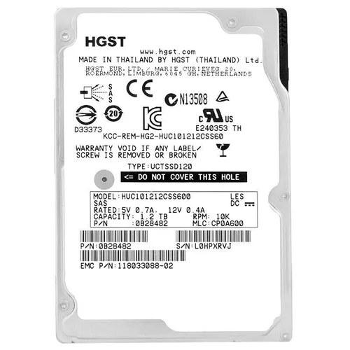 HGST Ultrastar HUC101212CSS600 1.2TB - SAS II 2.5" Festplatte mit 10.000 U/min und 64MB Cache, ideal für Hochleistungsserver und anspruchsvolle Anwendungen.