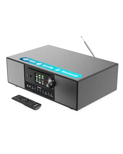 Majority Quadriga Internetradio mit CD Player - 120W 2.1 Stereo DAB Radio mit integriertem Subwoofer, WLAN, Bluetooth und Spotify Connect für ein beeindruckendes Klangerlebnis