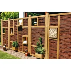 Hauptelement Weidengeflechtzaun Labo-3D 180 x 180 cm braun - Gartenzäune mit kreativen Gestaltungsmöglichkeiten: 4 Fenster zum individuellen Dekorieren und ölbehandelte Weide für Langlebigkeit und natürliche Optik.