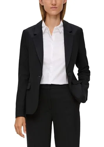 s.Oliver BLACK LABEL Blazer aus Viskosemix schwarz 40 - Eleganter Damenblazer aus hochwertigem Viskosemix, schmale Passform mit Reverskragen, ideal für Business und besondere Anlässe.