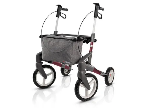 Topro Olympos ATR S rot Outdoor Rollator - Behinderten-Bedarf mit Ankipphilfe und Offroad-Reifen für optimale Stabilität auf unebenen Strecken. Ideal für Personen von 140 bis 170 cm, max. Belastbarkeit 150 kg.