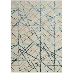 Tapiso Teppich, Creme, Blau, Textil, 80x150 cm, Teppiche & Böden, Teppiche