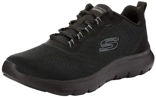 Skechers Damen Flex Appeal 5.0 Low-Top-Sneaker - Damen-Sneaker aus schwarzem Netzgewebe mit grauem Rand, bequem und ideal für den täglichen Gebrauch.