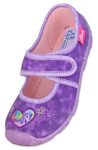 Beck Hausschuh Darling Ballerina mit Klettverschluss – lila, Größe 28 EU - Bequemer Hausschuh in lila für Kinder, ausgestattet mit verstellbarem Klettverschluss und flexibler, rutschhemmender Laufsohle für sicheren Halt. Ideal für drinnen und draußen!