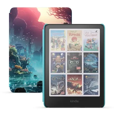KINDLE COLORSOFT KIDS 1GEN 2025 FANTASY RIVER 16 GB - E-Reader für Kinder mit 16 GB, farbigem Display und wasserdichtem Design. Ideal für sicheres und spannendes Lesen mit Starlight Reading und anpassbaren Schriftarten.