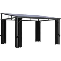 vidaXL Pavillon mit Vorhängen 405x294 cm Anthrazit - Eleganter Pavillon mit Vorhängen für schattige Outdoor-Events. Robuste Konstruktion aus Aluminium und Stahl, UV-beständiges Dach. Ideal für Grillpartys und Familienfeiern. Einfache Montage garantiert.