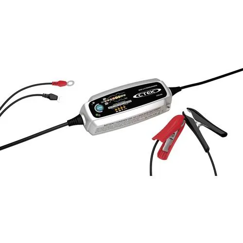 CTEK MXS 5.0 Test & Charge 56-882 - Automatikladegerät 12 V 5 A - Fahrzeugbatterie-Ladegeräte mit Mikroprozessortechnologie für optimales Laden und Prüfen von Batterien und Lichtmaschinen, ideal für langfristige Batteriewartung.
