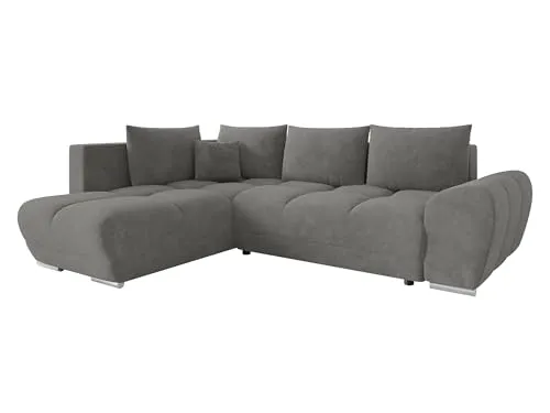 Mirjan24 Ecksofa Fureniz mit Bettkasten, 4 Sitzer L-Form Sofa mit Schlaffunktion, Eckcouch für Wohnzimmer, Couch mit Bettfunktion (Velo 635, Seite: Links)