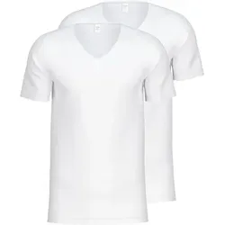 CALIDA Herren T-Shirt 2er Pack - V-Ausschnitt in Weiß XXL - Herren-Shirts im 2er Pack, ideal als Unterziehshirt. Angenehm weiches Single Jersey mit Stretch für besten Tragekomfort und hochwertige Verarbeitung.
