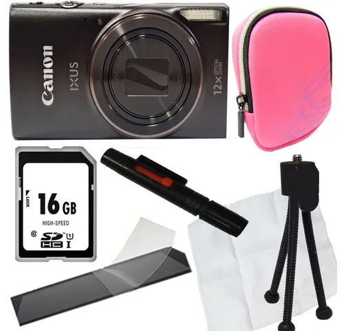 Canon Ixus 285 HS schwarz Set Angebot Tasche pink Vollformat-Digitalkamera