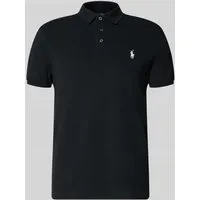 Polo Ralph Lauren Slim Fit Poloshirt - Baumwoll-Mix in Schwarz, Größe M - Elegantes Herren Poloshirt in schmaler Passform. Der Baumwoll-Mix mit Piqué-Struktur sorgt für hohen Tragekomfort. Ideal für lässige Anlässe und stilvolle Outfits.