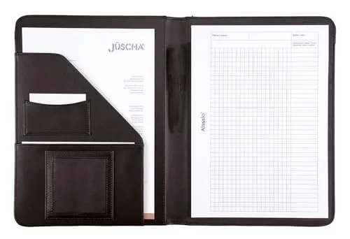 Alassio Schreibmappe "MARES I" DIN A4 - FINEtouch Lederimitat schwarz - Elegante Schreibmappe für DIN A4, aus hochwertigem FINEtouch Lederimitat, ideal für professionelles Auftreten und Organisation.