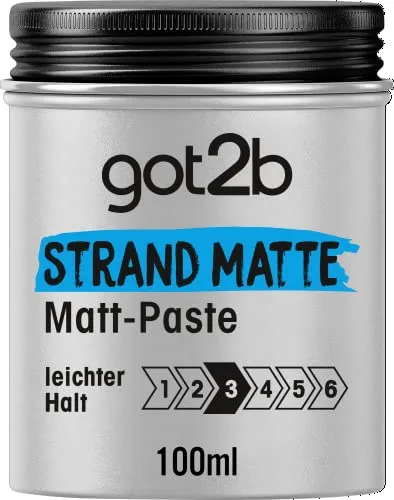 got2b Strand Matte Matt-Paste (100 ml) - Styling Paste für lässige Surfer Looks mit leichtem Halt. Ideal zum Texturieren und Zähmen, ganz ohne Verkleben. Perfekt für einen natürlichen, zerzausten Look!
