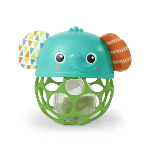 Bright Starts Giggle & Glow Leuchtende Rassel Leicht zu greifendes Oball Elefantenspielzeug, Neugeborene+, Unisex