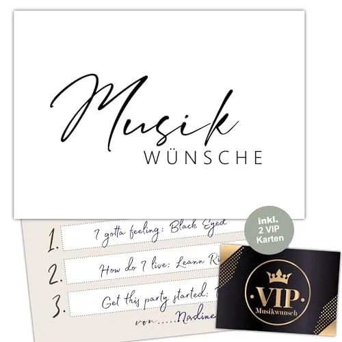 Eummel 50 Musikwunschkarten inkl. VIP Karten Hochzeit Musikwunsch Dj Karten Geburtstag Boho Musikwünsche Musikkarten Partykarten