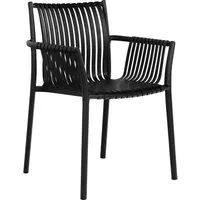 ebuy24 Gartenstuhl 4er Set Tulsa - Stapelbare Stühle in Schwarz - Stapelbare Gartenstühle in elegantem Schwarz, ideal für Komfort und Platzersparnis. Perfekt für Garten oder Balkon, mit hoher Haltbarkeit und stilvollem Design.